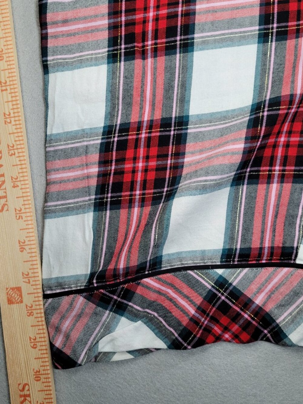 Victorias Secret Flannel Pajama Set S Small Plaid Shimmer Red Pink Metallic PJs - Picture 11 of 13